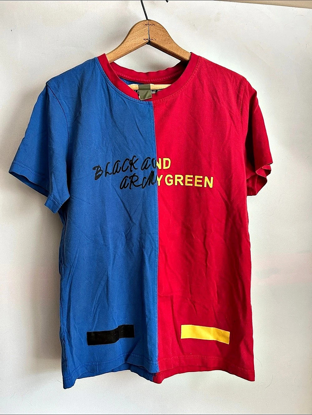 Off-White Split Logo Print T-Shirt Blue & Red